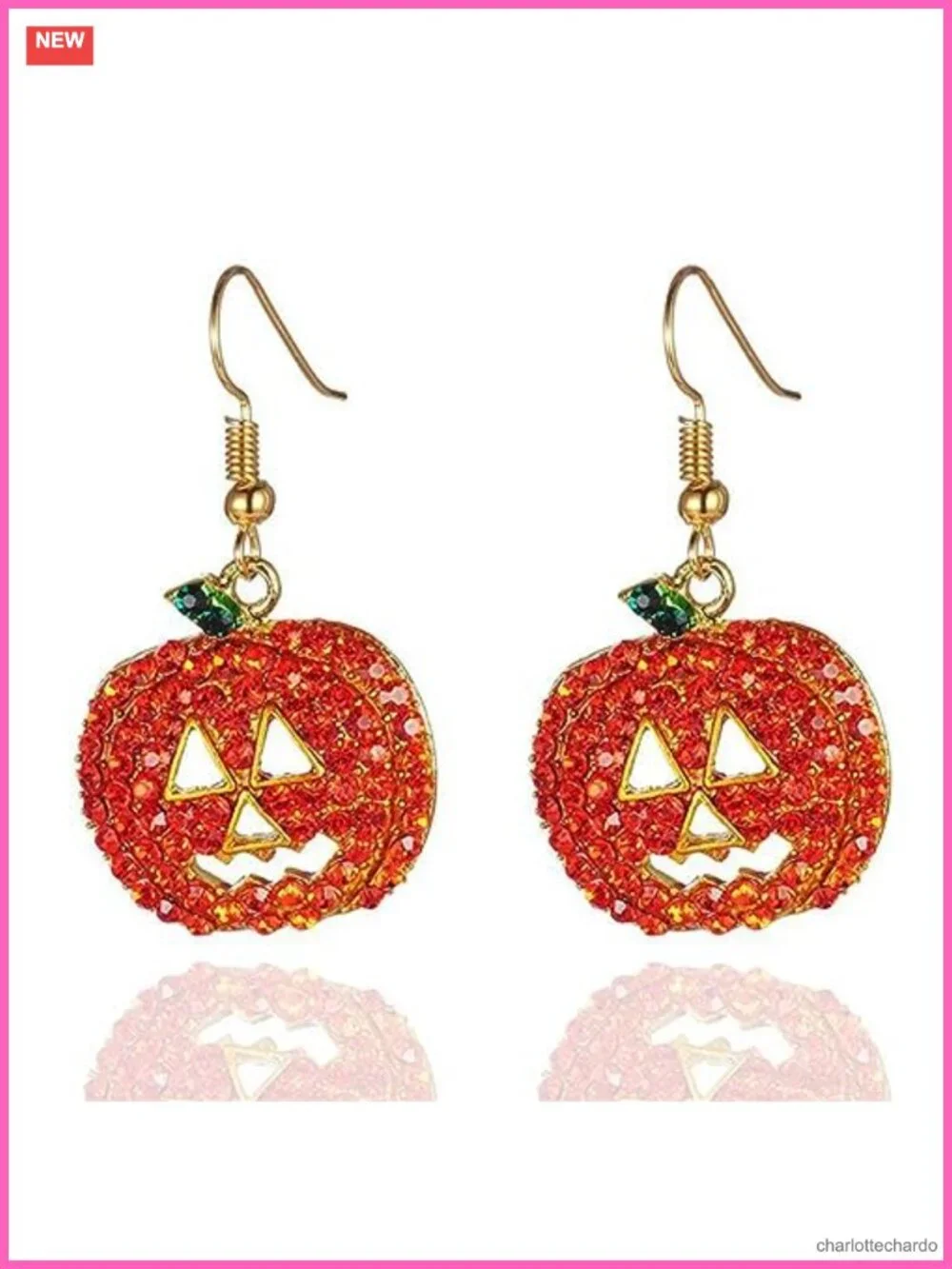 Crystal Pumpkin Drop Earrings Halloween Jewelry Zinc French Wire